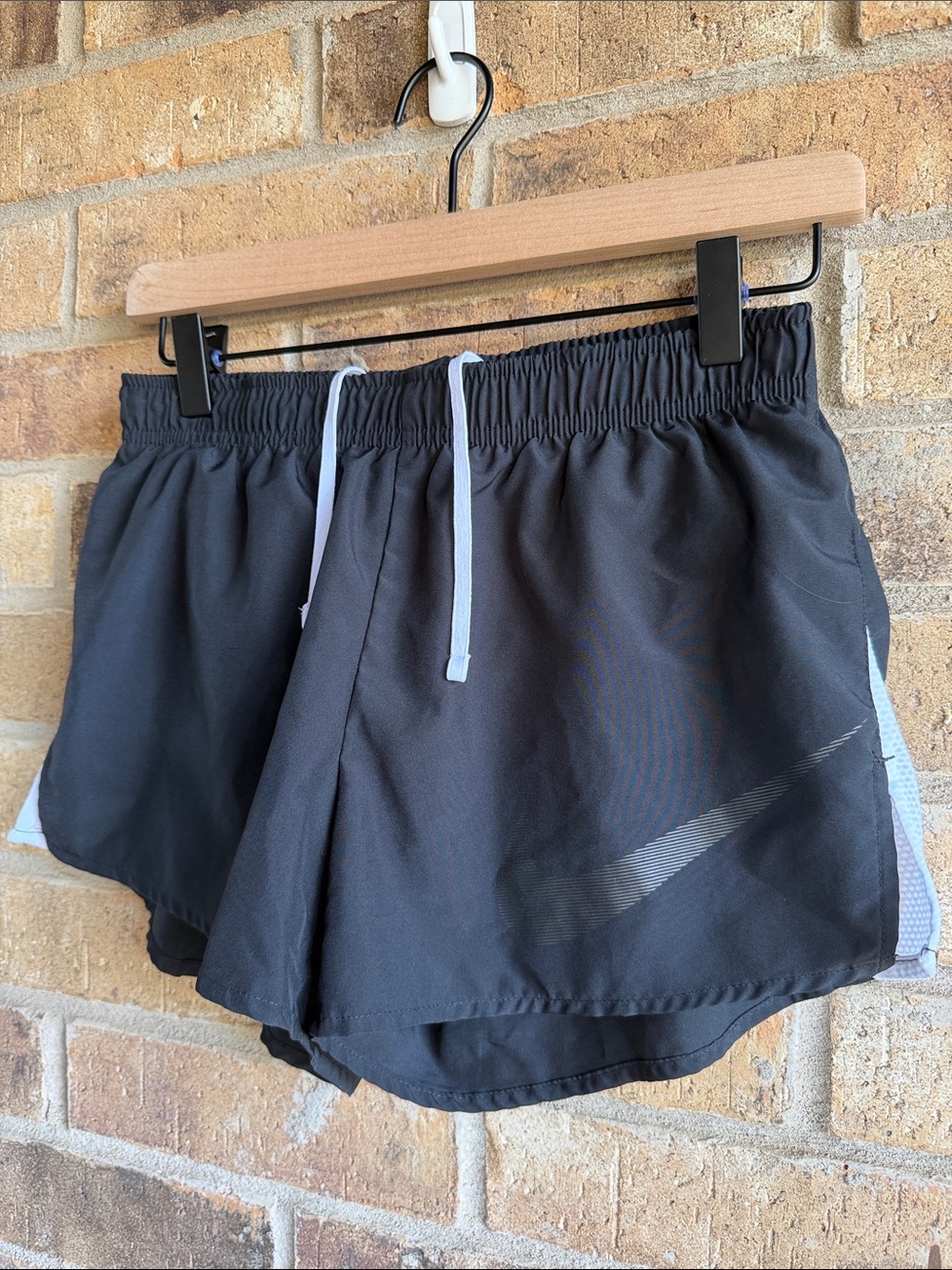 Nike Women’s Black Athletic Shorts lined with White Drawstring